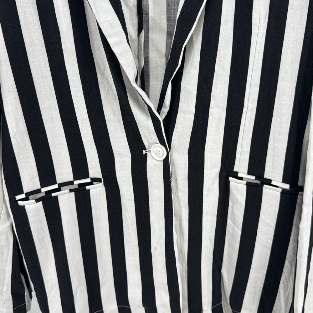 Umgee Black White Striped single button Blazer L casual costume contemporary - Picture 4 of 13